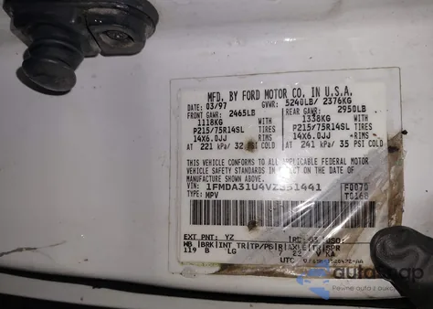 1997 Ford Aerostar Wagon Xlt from USA, damaged, VIN 1FMDA31U4VZB51441